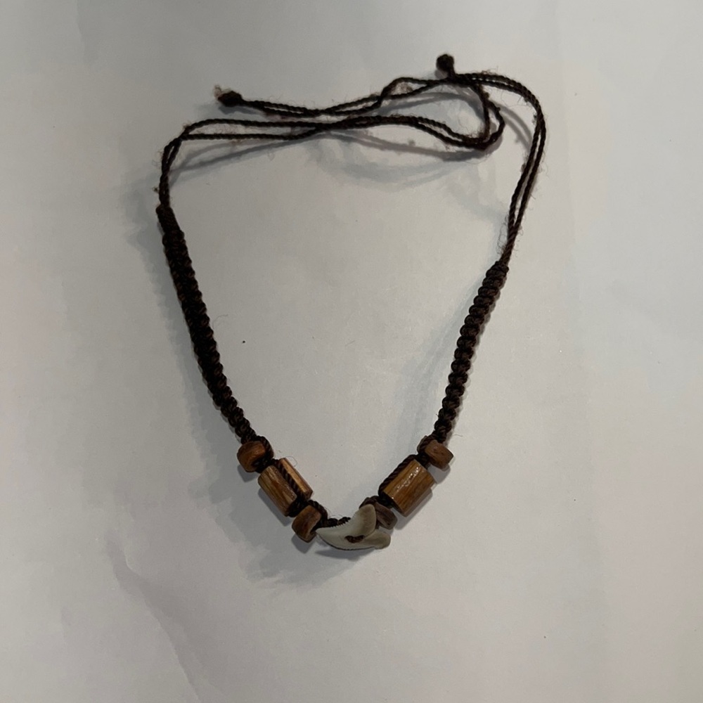 String Sharktooth and Bead Bracelet
